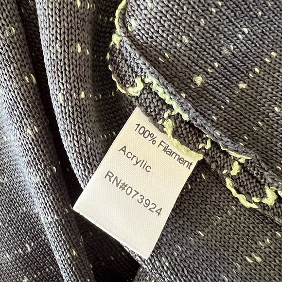 MING WANG Open Front Knit Cardigan Braided Trim Mint Green Charcoal Gray Size L - Picture 10 of 11